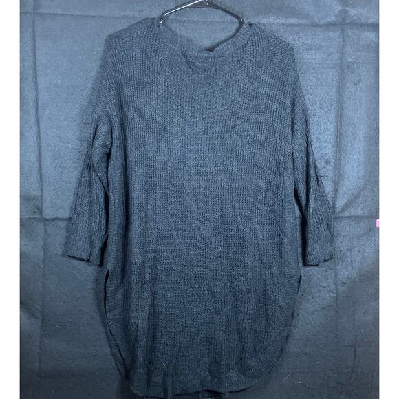 Express Womens Sweater Black Boat Neck Long Sleeve Knit Tunic Cotton Blend M - Picture 10 of 12